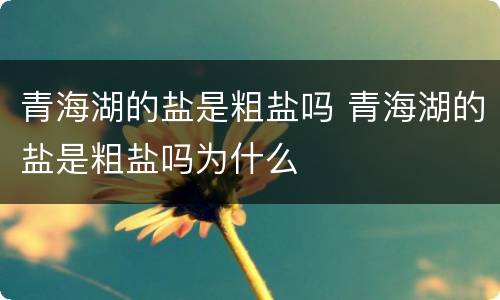 青海湖的盐是粗盐吗 青海湖的盐是粗盐吗为什么