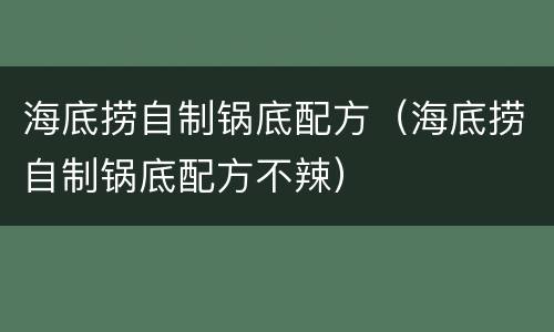 海底捞自制锅底配方（海底捞自制锅底配方不辣）