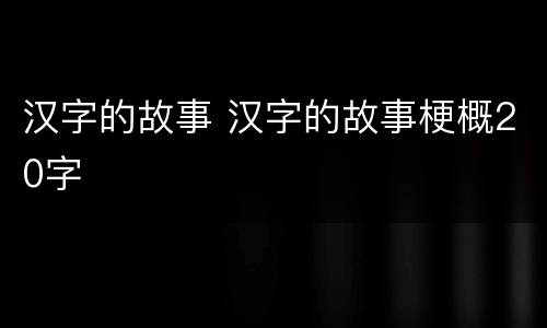 汉字的故事 汉字的故事梗概20字