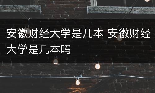 安徽财经大学是几本 安徽财经大学是几本吗
