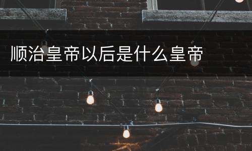 顺治皇帝以后是什么皇帝