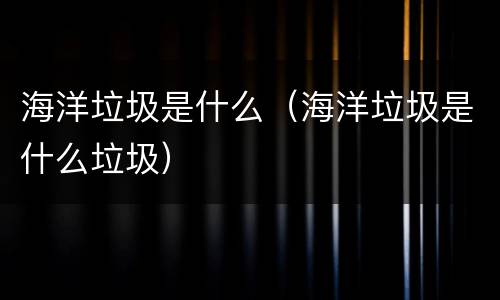 海洋垃圾是什么（海洋垃圾是什么垃圾）