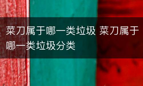菜刀属于哪一类垃圾 菜刀属于哪一类垃圾分类