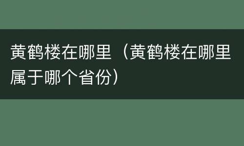 黄鹤楼在哪里（黄鹤楼在哪里属于哪个省份）