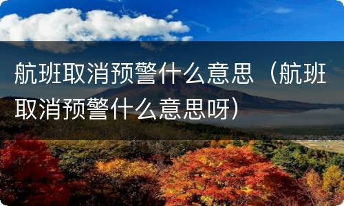 航班取消预警什么意思（航班取消预警什么意思呀）