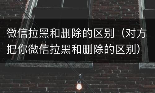 微信拉黑和删除的区别（对方把你微信拉黑和删除的区别）