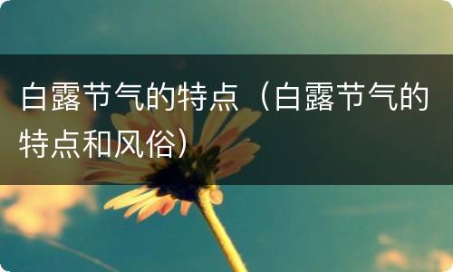 白露节气的特点（白露节气的特点和风俗）