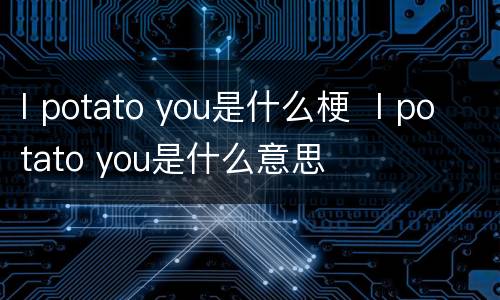 I potato you是什么梗  I potato you是什么意思