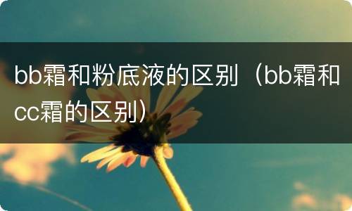 bb霜和粉底液的区别（bb霜和cc霜的区别）