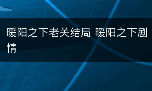 暖阳之下老关结局 暖阳之下剧情