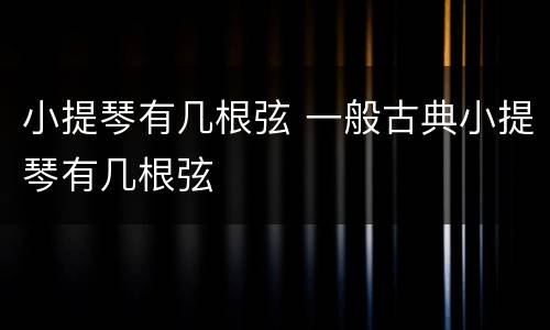 小提琴有几根弦 一般古典小提琴有几根弦