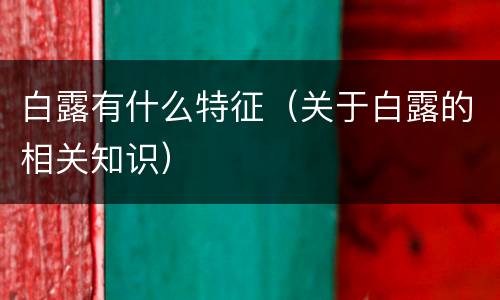 白露有什么特征（关于白露的相关知识）