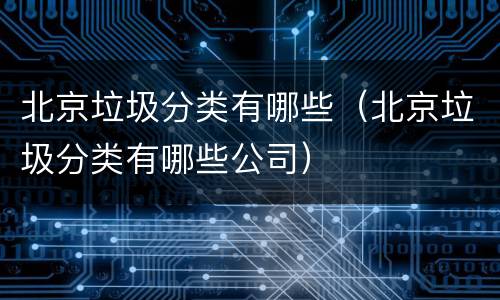 北京垃圾分类有哪些（北京垃圾分类有哪些公司）