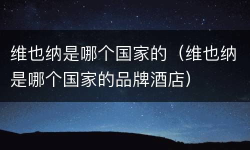 维也纳是哪个国家的（维也纳是哪个国家的品牌酒店）