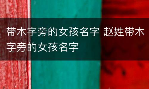 带木字旁的女孩名字 赵姓带木字旁的女孩名字