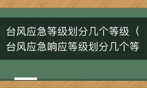 台风应急等级划分几个等级（台风应急响应等级划分几个等级）