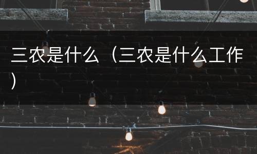三农是什么（三农是什么工作）