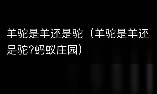 羊驼是羊还是驼（羊驼是羊还是驼?蚂蚁庄园）