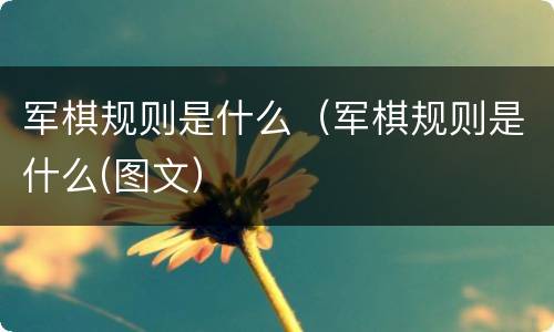 军棋规则是什么（军棋规则是什么(图文）