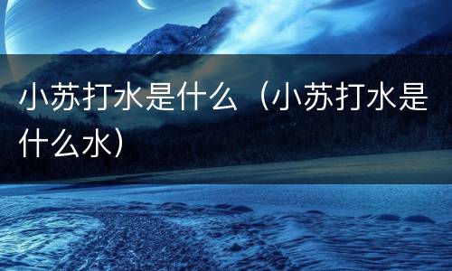 小苏打水是什么（小苏打水是什么水）