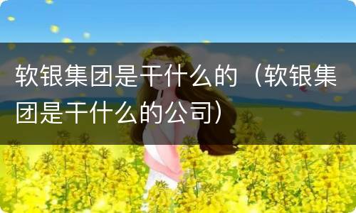 软银集团是干什么的（软银集团是干什么的公司）