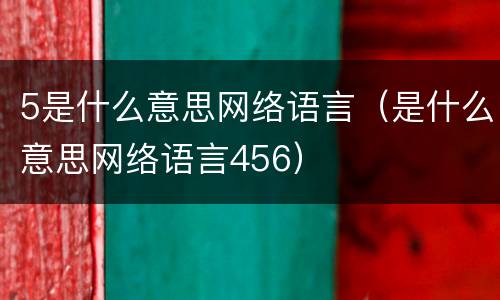 5是什么意思网络语言（是什么意思网络语言456）