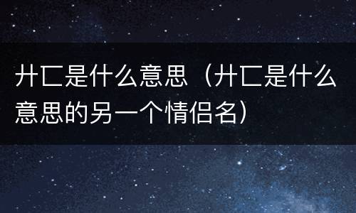 廾匸是什么意思（廾匸是什么意思的另一个情侣名）