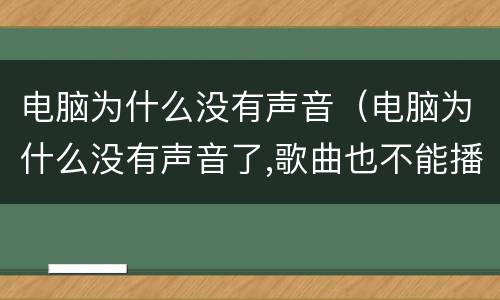 电脑为什么没有声音（电脑为什么没有声音了,歌曲也不能播放）