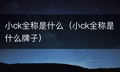 小ck全称是什么（小ck全称是什么牌子）