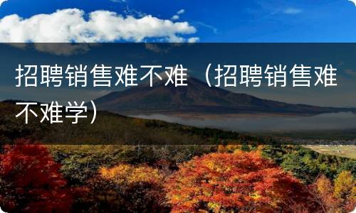 招聘销售难不难（招聘销售难不难学）