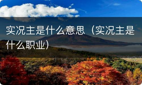 实况主是什么意思（实况主是什么职业）