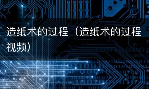 造纸术的过程（造纸术的过程视频）