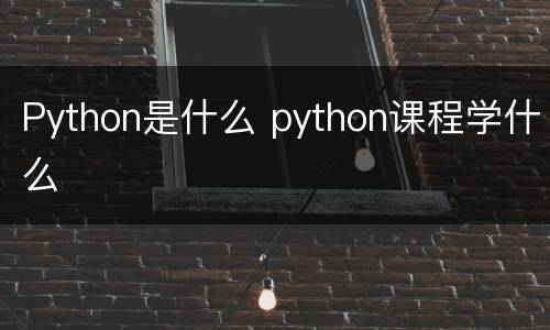 Python是什么 python课程学什么