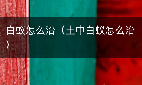 白蚁怎么治（土中白蚁怎么治）