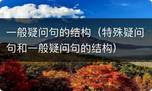 一般疑问句的结构（特殊疑问句和一般疑问句的结构）