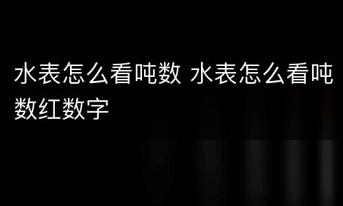 水表怎么看吨数 水表怎么看吨数红数字
