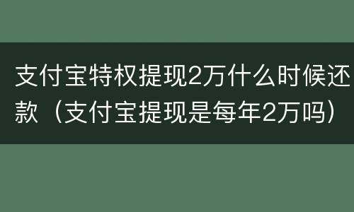 支付宝特权提现2万什么时候还款（支付宝提现是每年2万吗）