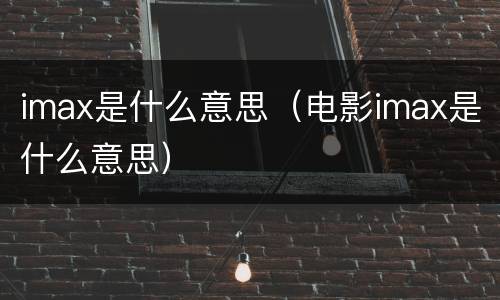 imax是什么意思（电影imax是什么意思）