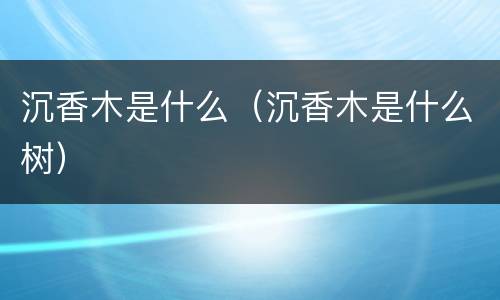 沉香木是什么（沉香木是什么树）