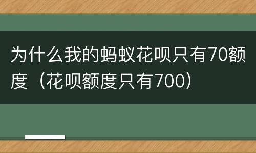 为什么我的蚂蚁花呗只有70额度（花呗额度只有700）
