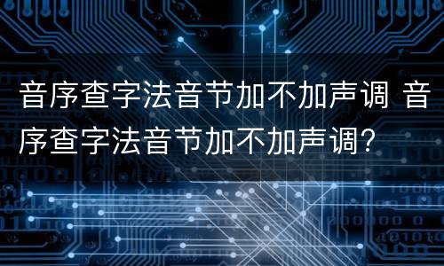 音序查字法音节加不加声调 音序查字法音节加不加声调?