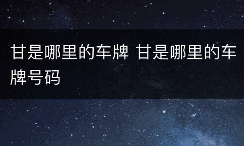 甘是哪里的车牌 甘是哪里的车牌号码