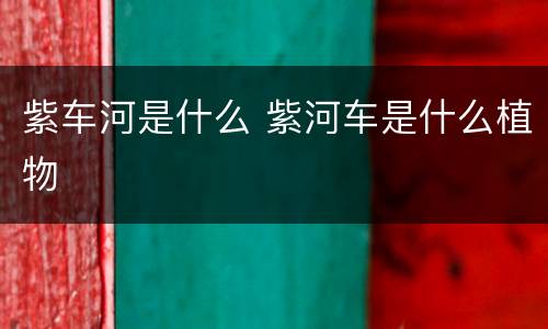紫车河是什么 紫河车是什么植物