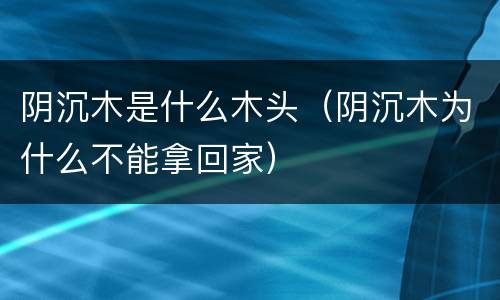 阴沉木是什么木头（阴沉木为什么不能拿回家）