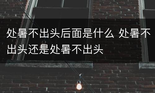 处暑不出头后面是什么 处暑不出头还是处暑不出头