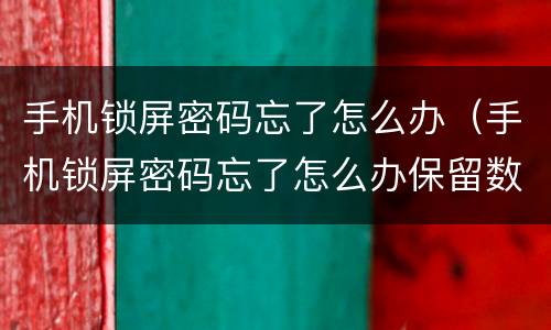 手机锁屏密码忘了怎么办（手机锁屏密码忘了怎么办保留数据）