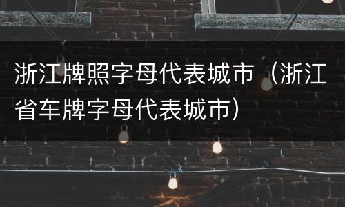 浙江牌照字母代表城市（浙江省车牌字母代表城市）
