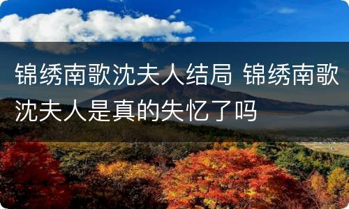 锦绣南歌沈夫人结局 锦绣南歌沈夫人是真的失忆了吗