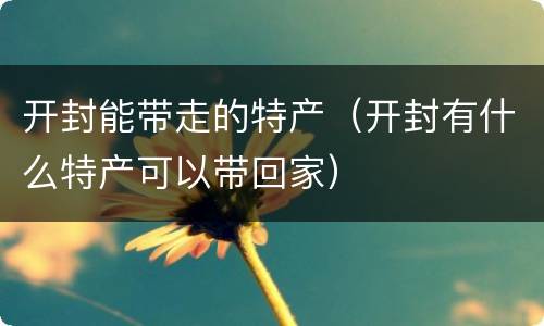 开封能带走的特产（开封有什么特产可以带回家）