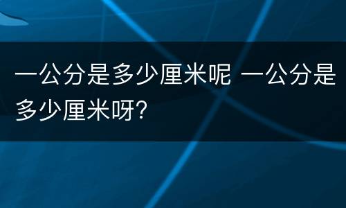 一公分是多少厘米呢 一公分是多少厘米呀?